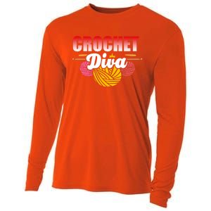 Crochet Diva Crocheter And Crocheting Lover Funny Gift Cooling Performance Long Sleeve Crew