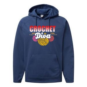 Crochet Diva Crocheter And Crocheting Lover Funny Gift Performance Fleece Hoodie