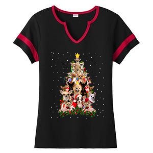 Chihuahua Dog Christmas Tree Lights Funny Xmas Dog Lover Gift Ladies Halftime Notch Neck Tee