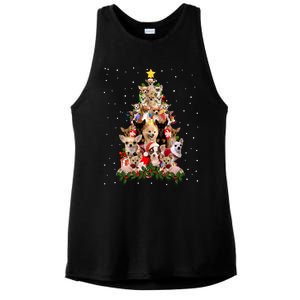 Chihuahua Dog Christmas Tree Lights Funny Xmas Dog Lover Gift Ladies PosiCharge Tri-Blend Wicking Tank