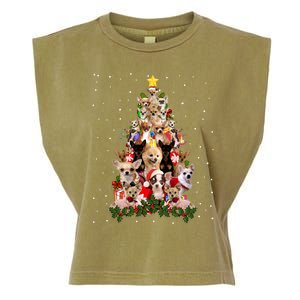 Chihuahua Dog Christmas Tree Lights Funny Xmas Dog Lover Gift Garment-Dyed Women's Muscle Tee