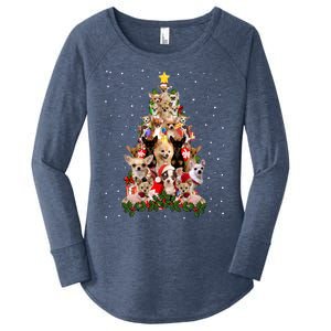 Chihuahua Dog Christmas Tree Lights Funny Xmas Dog Lover Gift Women's Perfect Tri Tunic Long Sleeve Shirt