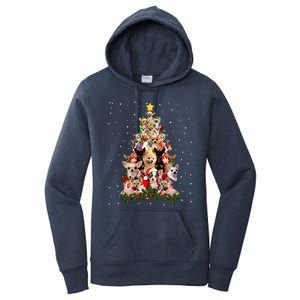 Chihuahua Dog Christmas Tree Lights Funny Xmas Dog Lover Gift Women's Pullover Hoodie