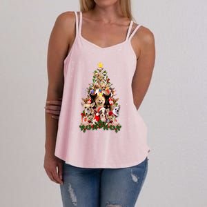 Chihuahua Dog Christmas Tree Lights Funny Xmas Dog Lover Gift Women's Strappy Tank