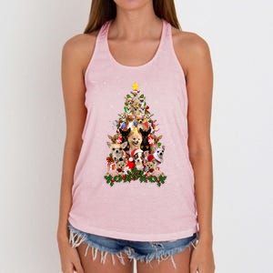 Chihuahua Dog Christmas Tree Lights Funny Xmas Dog Lover Gift Women's Knotted Racerback Tank