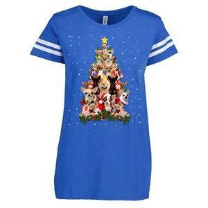 Chihuahua Dog Christmas Tree Lights Funny Xmas Dog Lover Gift Enza Ladies Jersey Football T-Shirt