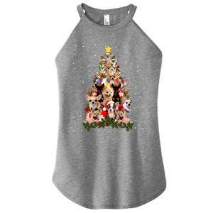 Chihuahua Dog Christmas Tree Lights Funny Xmas Dog Lover Gift Women's Perfect Tri Rocker Tank