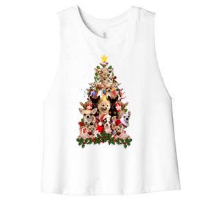 Chihuahua Dog Christmas Tree Lights Funny Xmas Dog Lover Gift Women's Racerback Cropped Tank