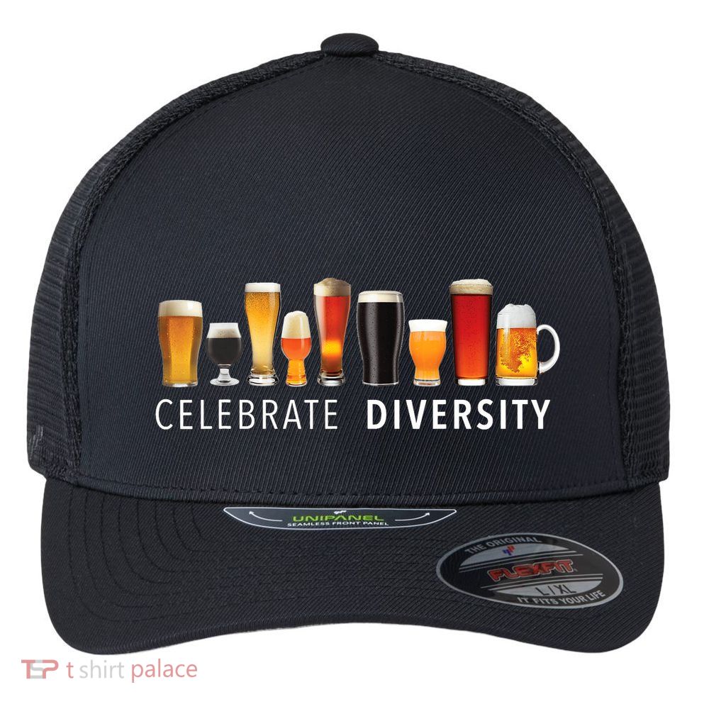 Celebrate Diversity Craft Beer Drinking Flexfit Unipanel Trucker Cap
