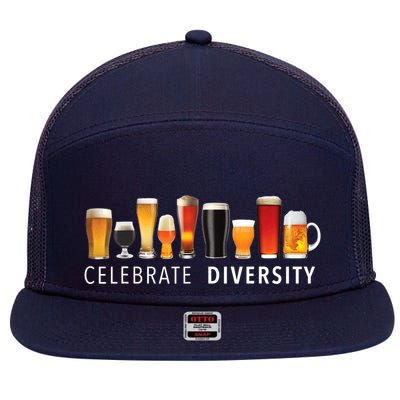 Celebrate Diversity Craft Beer Drinking 7 Panel Mesh Trucker Snapback Hat