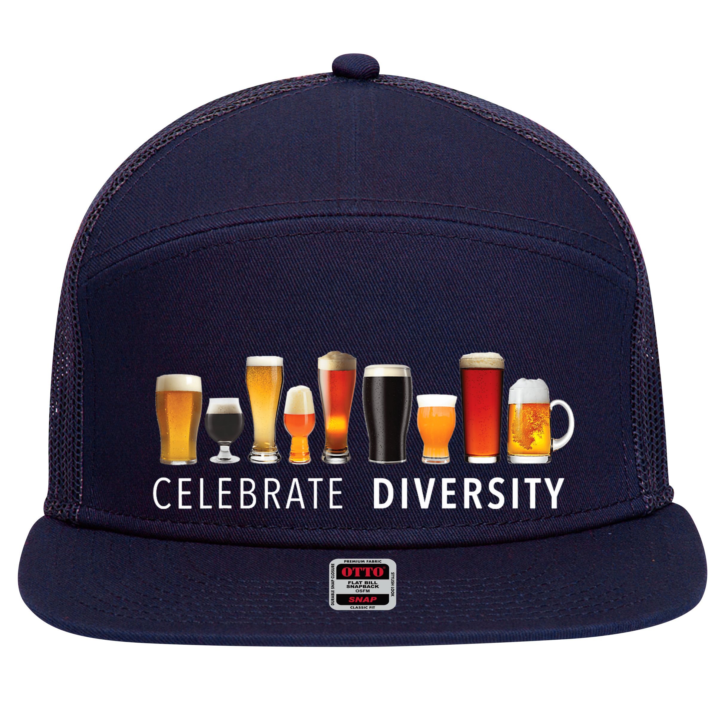 Celebrate Diversity Craft Beer Drinking 7 Panel Mesh Trucker Snapback Hat