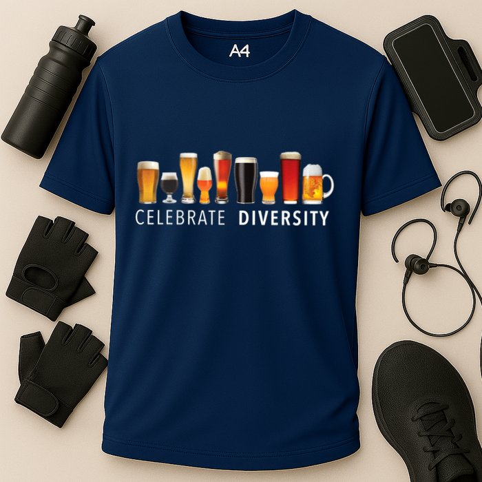 Celebrate Diversity Craft Beer Drinking Cooling Performance Crew T-Shirt