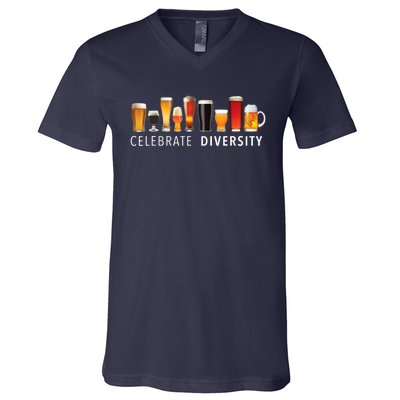 Celebrate Diversity Craft Beer Drinking V-Neck T-Shirt