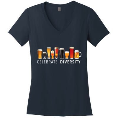 Celebrate Diversity Craft Beer Drinking Women's V-Neck T-Shirt