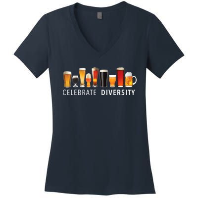 Celebrate Diversity Craft Beer Drinking Women's V-Neck T-Shirt