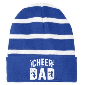 Cheer Dad Cheerleading Dad Of A Cheerleader Father Cool Gift Striped Beanie with Solid Band