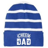 Cheer Dad Cheerleading Dad Of A Cheerleader Father Cool Gift Striped Beanie with Solid Band