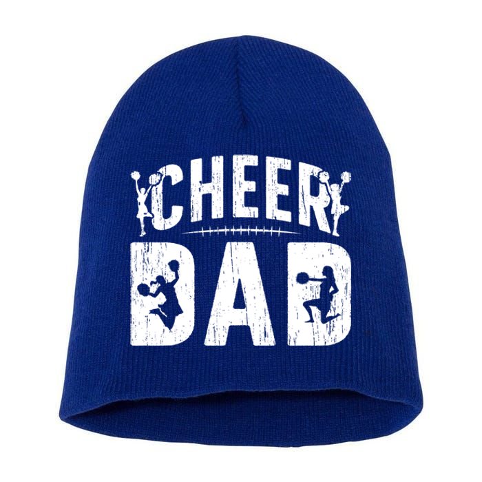 Cheer Dad Cheerleading Dad Of A Cheerleader Father Cool Gift Short Acrylic Beanie