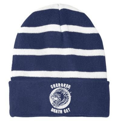 Cherokee Death Cat Cryptozoology Cryptid Folklore Gift Striped Beanie with Solid Band