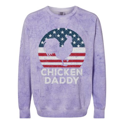 Chicken Daddy Chicken Dad Farmer 4th Of July Father's Day Colorblast Crewneck Sweatshirt