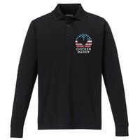 Chicken Daddy Chicken Dad Farmer 4th Of July Father's Day Performance Long Sleeve Polo