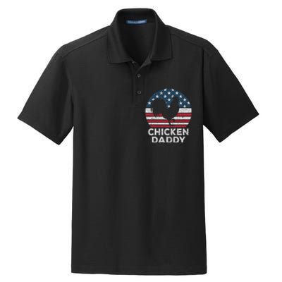 Chicken Daddy Chicken Dad Farmer 4th Of July Father's Day Dry Zone Grid Polo