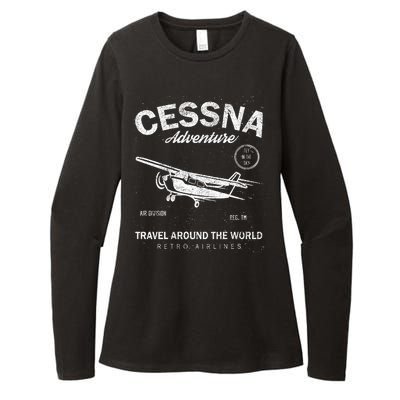 Cessna Distressed Womens CVC Long Sleeve Shirt