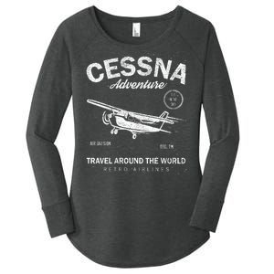 Cessna Distressed Women's Perfect Tri Tunic Long Sleeve Shirt