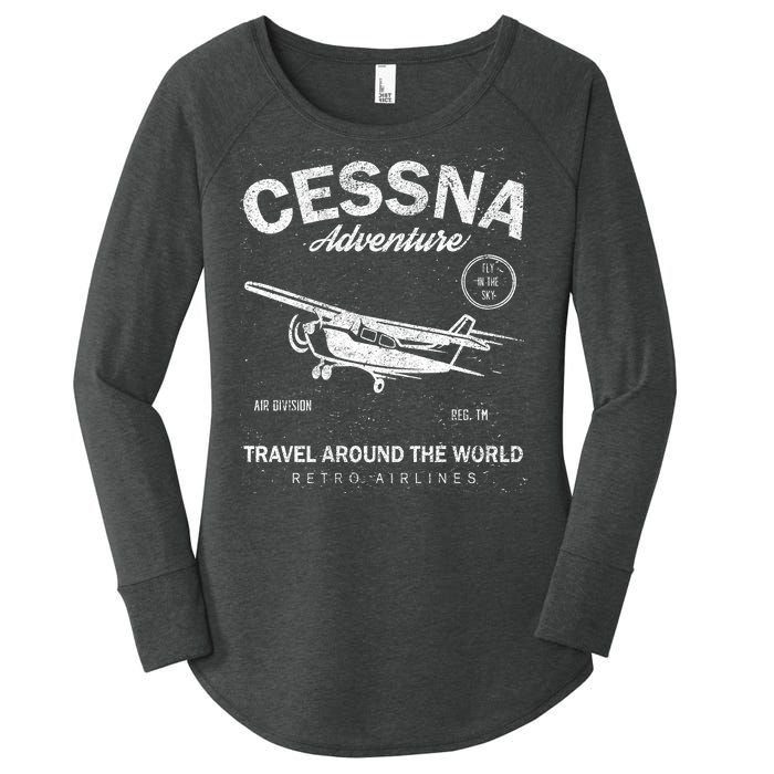 Cessna Distressed Women's Perfect Tri Tunic Long Sleeve Shirt