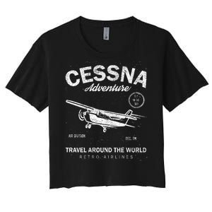 Cessna Distressed Women's Crop Top Tee