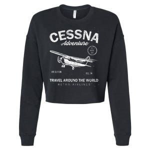 Cessna Distressed Cropped Pullover Crew