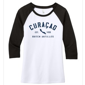 Curacao Dutch Caribbean Souvenir Cruise Vacation Women's Tri-Blend 3/4-Sleeve Raglan Shirt