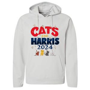 Cat Design Cats For Kamala Funny Harris Supporter Performance Fleece Hoodie