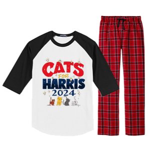 Cat Design Cats For Kamala Funny Harris Supporter Raglan Sleeve Pajama Set