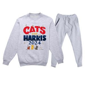 Cat Design Cats For Kamala Funny Harris Supporter Premium Crewneck Sweatsuit Set