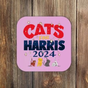 Cat Design Cats For Kamala Funny Harris Supporter Coaster