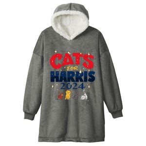 Cat Design Cats For Kamala Funny Harris Supporter Hooded Wearable Blanket