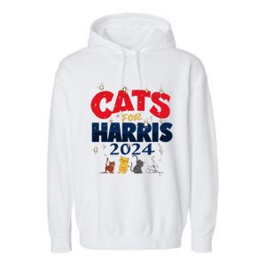 Cat Design Cats For Kamala Funny Harris Supporter Garment-Dyed Fleece Hoodie