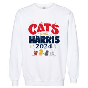 Cat Design Cats For Kamala Funny Harris Supporter Garment-Dyed Sweatshirt