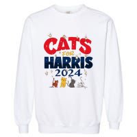 Cat Design Cats For Kamala Funny Harris Supporter Garment-Dyed Sweatshirt