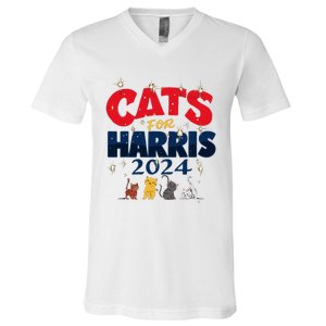 Cat Design Cats For Kamala Funny Harris Supporter V-Neck T-Shirt