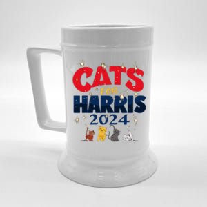 Cat Design Cats For Kamala Funny Harris Supporter Beer Stein