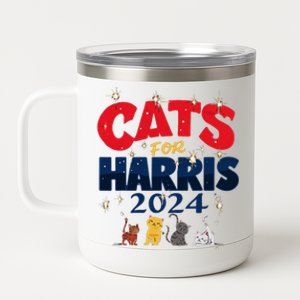 Cat Design Cats For Kamala Funny Harris Supporter 12 oz Stainless Steel Tumbler Cup