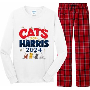 Cat Design Cats For Kamala Funny Harris Supporter Long Sleeve Pajama Set