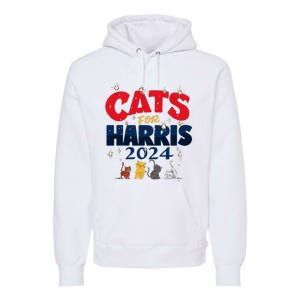 Cat Design Cats For Kamala Funny Harris Supporter Premium Hoodie