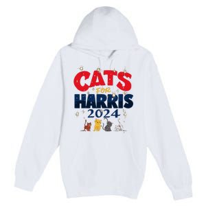 Cat Design Cats For Kamala Funny Harris Supporter Premium Pullover Hoodie