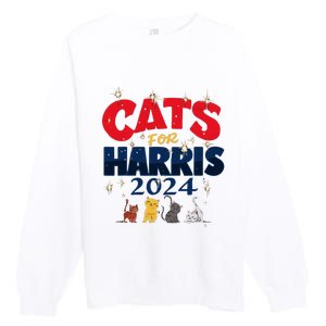 Cat Design Cats For Kamala Funny Harris Supporter Premium Crewneck Sweatshirt