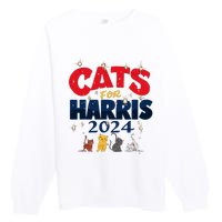 Cat Design Cats For Kamala Funny Harris Supporter Premium Crewneck Sweatshirt