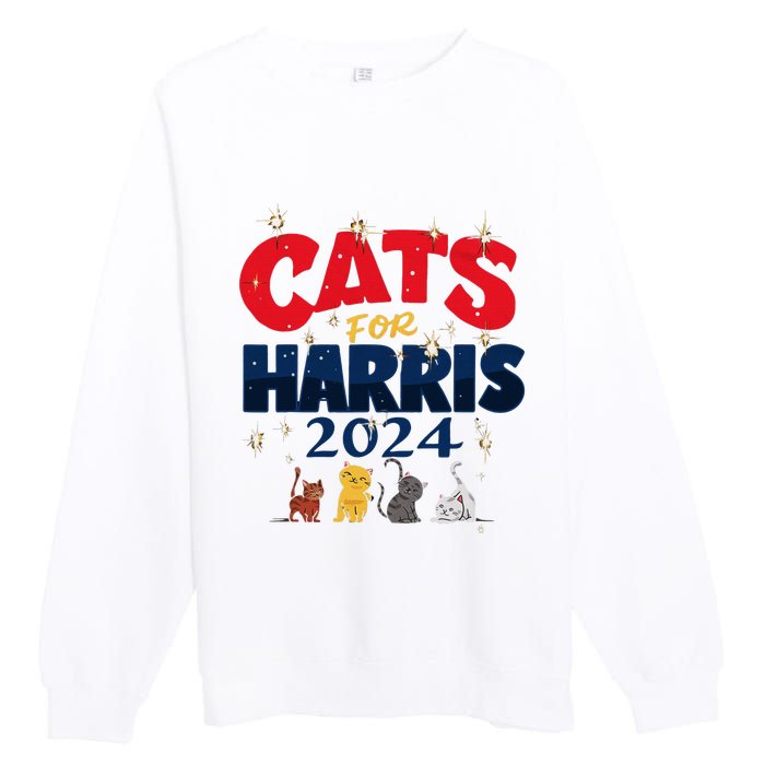 Cat Design Cats For Kamala Funny Harris Supporter Premium Crewneck Sweatshirt