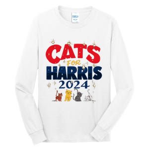 Cat Design Cats For Kamala Funny Harris Supporter Tall Long Sleeve T-Shirt